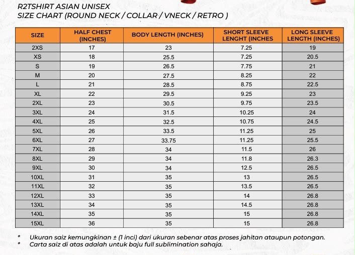 Carta saiz unisex